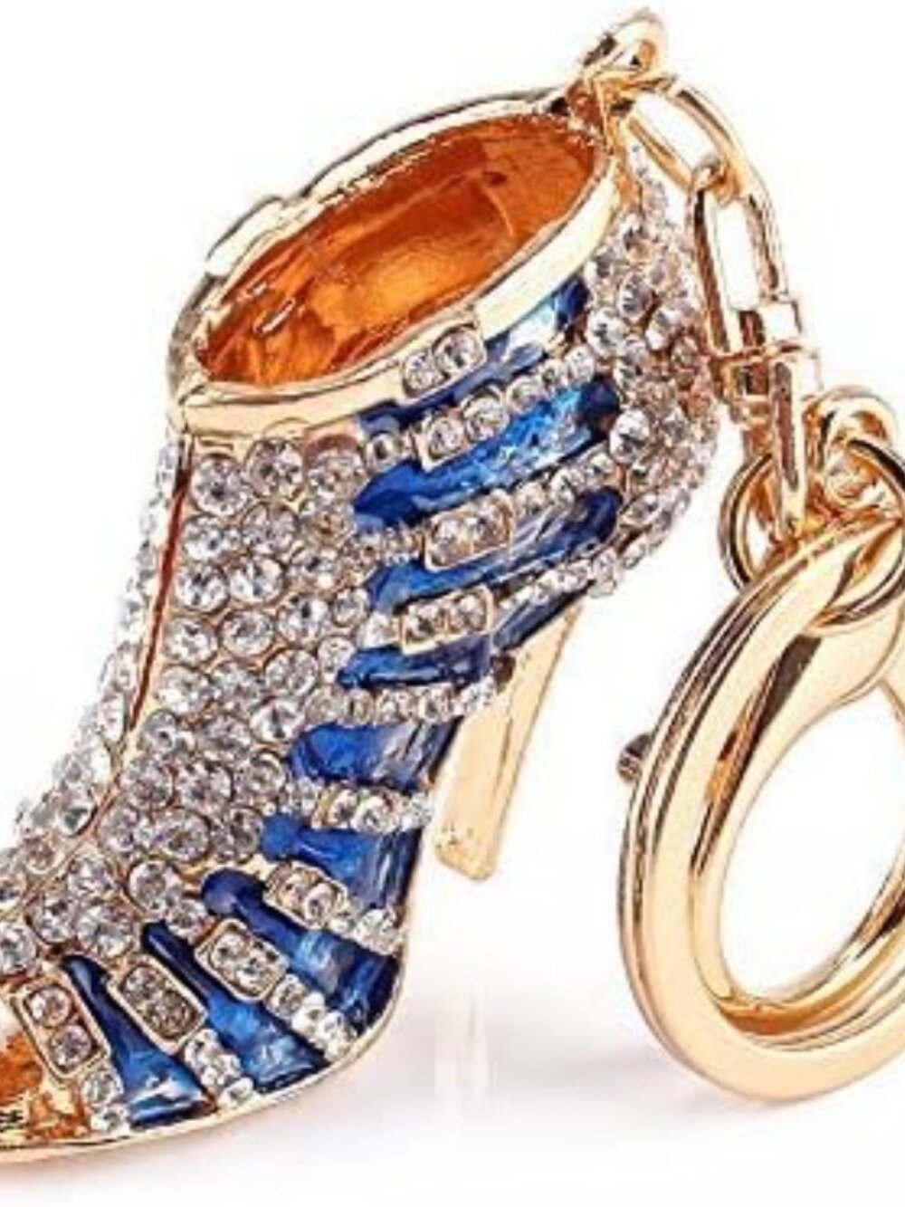 Women's High-heeled Shoes-- Blue Bling Key Ring Shoe Purse for Bag Charm Key